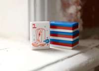 Luxuriöses Modernes 160-Teiliges Amerikanisches Mahjong-Set - 3-stufige Blau-Weiße Acryl-Steine mit Individuellem Western-Cowboy-Motiv für 4 Spieler Perfektes Geschenk