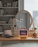 Veilleuse LED en acrylique personnalisée avec impression photo, base en bois, design contemporain lumineux, cadre photo décoratif pour la maison - Vente en gros