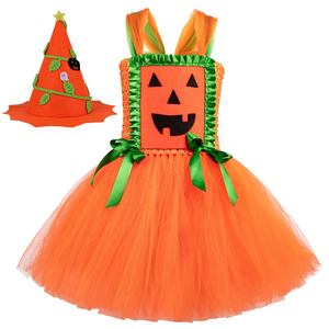 Disfraces de Halloween para Niñas, Vestido de Calabaza con Tutú, Tul Naranja y Negro, Disfraz de Cosplay para Fiestas Infantiles, Venta al por Mayor, Conjunto de Vestido con Tutú para Niñas - Product Image 4