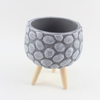 Pot à fleurs moderne en ciment pour la décoration intérieure, pot à bonsaï en béton gris avec emballage en boîte pour style artificiel