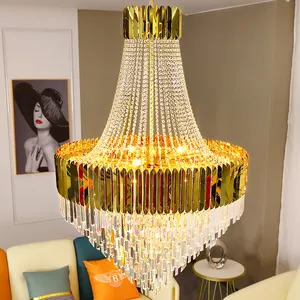 2023 Hotel Lobby Crystal Large Chandelier Lighting Lamp lampadario a soffitto alto Led Light Large Hotel Chandelier