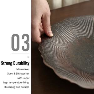 Vajilla rústica en forma de flor de cerámica japonesa para <span class=keywords><strong>restaurante</strong></span>, platos de cena para fruta, Pasta, porcelana única para servir fruta y sopa - Product Image 5