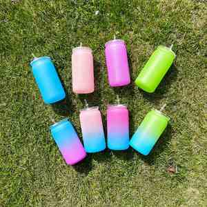 Bpa Free Acrylic Colored Macarone 16Oz Can Shaped Plastic <b>Cups</b> With Pp <b>Lid</b> <b>and</b> <b>Straw</b> - Product Image 3
