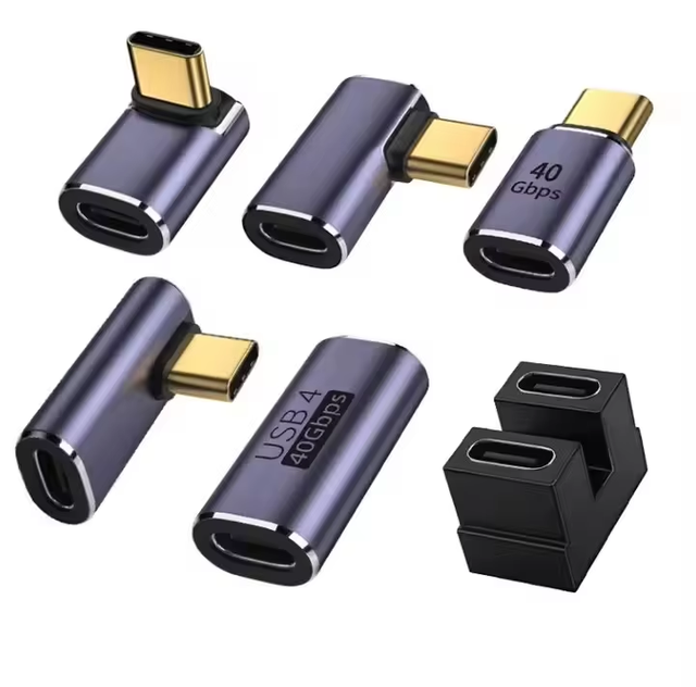 90 Degree Right Angle/Elbow/straight Adapter Extender 40Gbps Data Transfer 8K 60Hz USB OTG Connectors USB C Female Laptop 100W