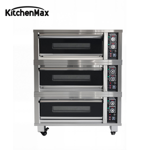Horno de Convección a Gas de Lujo KitchenMax, Equipo de Panadería Comercial para Pizza y Pan, 3 Niveles, 6 Bandejas, Acero Inoxidable - Product Image 1