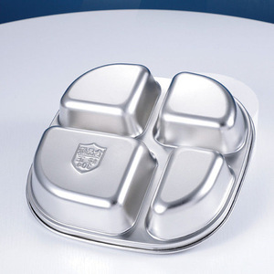 Stainless Steel Divided <b>Dinner</b> Plate Square 304 Food Grade For Kids Child Meal <b>Tray</b> - Product Image 1