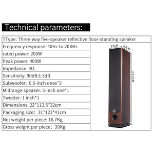 Cao cấp tháp 2.0 loa phía trước phòng khách ba tần số thụ động Hifi loại sàn nhà Loa gỗ Stereo - Product Image 6