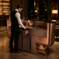 Comptoir de bar commercial de luxe en acier inoxydable pour restaurant et hôtel