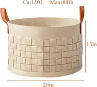 Panier de rangement en feutre beige écologique, design le plus récent, panier tissé à la main pour les couvertures, panier de rangement pour le salon