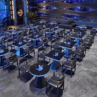 Ensemble de table et de chaises de style américain moderne en bois massif, durable, facile à nettoyer, pour bar, canapé, boîte de nuit, KTV, restaurant occidental, table à fondue