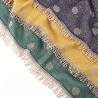 Pañuelo largo de algodón artificial de fibra corta para mujer musulmana, chal, pañuelo para la cabeza, color liso, jacquard con hilo dorado y lunares, protección solar.