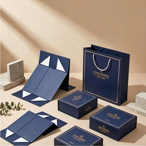 Gold Foil <b>Magnetic</b> Closure Self-Erecting Paperboard Mailer <b>Gift</b> <b>Box</b> with Rectangle Shape Handle Die Cuts for Craft Packaging - Product Image 4