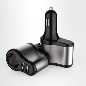 Adaptateur allume-cigare de voiture avec trois ports USB, chargeur rapide, entrée 12-24V, sortie 2100W, séparateur un à trois - Product Image 1