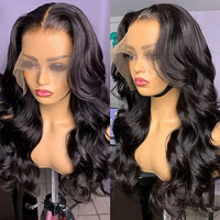 Brun clair point culminant rose sans colle perruques 13*4 cheveux humains dentelle frontale perruque transparente dentelle vague de corps perruque pour les femmes noires