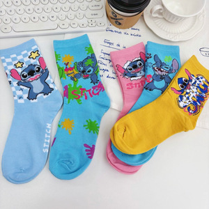 Calcetines de media pantorrilla con dibujos animados de Stitch, calcetines informales de algodón transpirable para niñas jóvenes, calcetines informales de verano de 14cm y 17,5 cm - Product Image 2