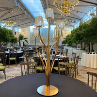 NIKA Nouveau design tendance, support en métal doré, 7 bras, lampe en cristal, porte-bougie pour centre de table de mariage