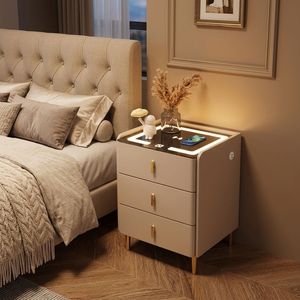 Mesita de Noche Inteligente Nórdica Moderna de Lujo con 3 Cajones Ajustables, Carga USB Inalámbrica, Construcción de Madera Duradera, Muebles para Dormitorio - Product Image 2