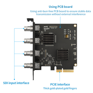 Carte de capture <span class=keywords><strong>Acasis</strong></span> 4 canaux PCIE Carte vidéo SDI 1080P 60FPS Carte de capture pour réunion de jeu Diffusion en direct - Product Image 2
