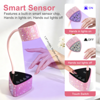 Lampu Kuku UV Portabel Tanpa Kabel Diamond untuk Kuku Gel 18W Pengering Kuku UV LED Isi Ulang dengan Sensor Otomatis untuk Salon & Rumah