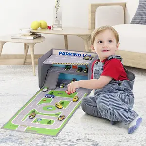 Car Storage Box  Toy Car Garage  Toy Car Box for Boys with Car Rug Play Mat  Not Included Cars 