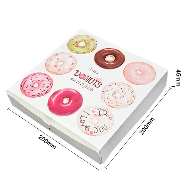 Printon Groothandel Aangepaste Logo Doos Voor Cookie Mini Donut Verpakking Donut Doos