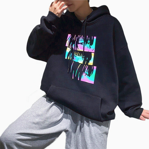 Anyu indumento personalizzato con cappuccio riflettente <span class=keywords><strong>Anime</strong></span> stampa da uomo felpe riflettenti stile Street oversize felpa con cappuccio <span class=keywords><strong>abbigliamento</strong></span> riflettente - Product Image 2