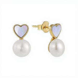 Gümüş inci küpeler kadın beyaz inci kalp şeklinde kabuk tasarım küpe Moissanite küpe ile özelleştirilebilir - Product Image 2