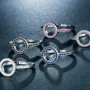 Anello Unisex di Moda per Coppie con Zircone Scintillante, in Lega di Rame Regolabile, Stile Moderno, Regalo di Fidanzamento - Product Image 1
