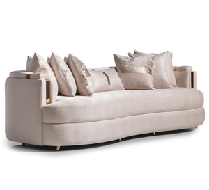 Muebles de Lujo de Diseño Italiano, Sofá de Salón con Tapicería de Terciopelo <span class=keywords><strong>Beige</strong></span>, Sofá de 3 Plazas para Villa u Hotel - Product Image 1
