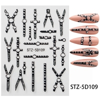 Autocollants pour ongles en papier japonais de style nouveau, 5D en relief, gothique sombre, punk, en forme de croix, pour la décoration des ongles en DIY avec adhésif