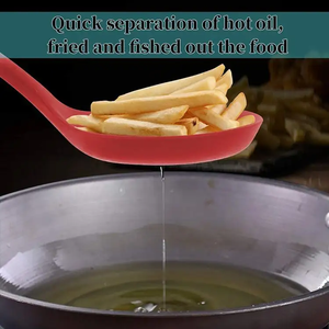 सूप स्टीज ग्रेवी स्किमर स्ट्रैनर स्नर स्लेंटेड कोलैंडर चम्मच सिलिकॉन फिल्टर चम्मच - Product Image 4