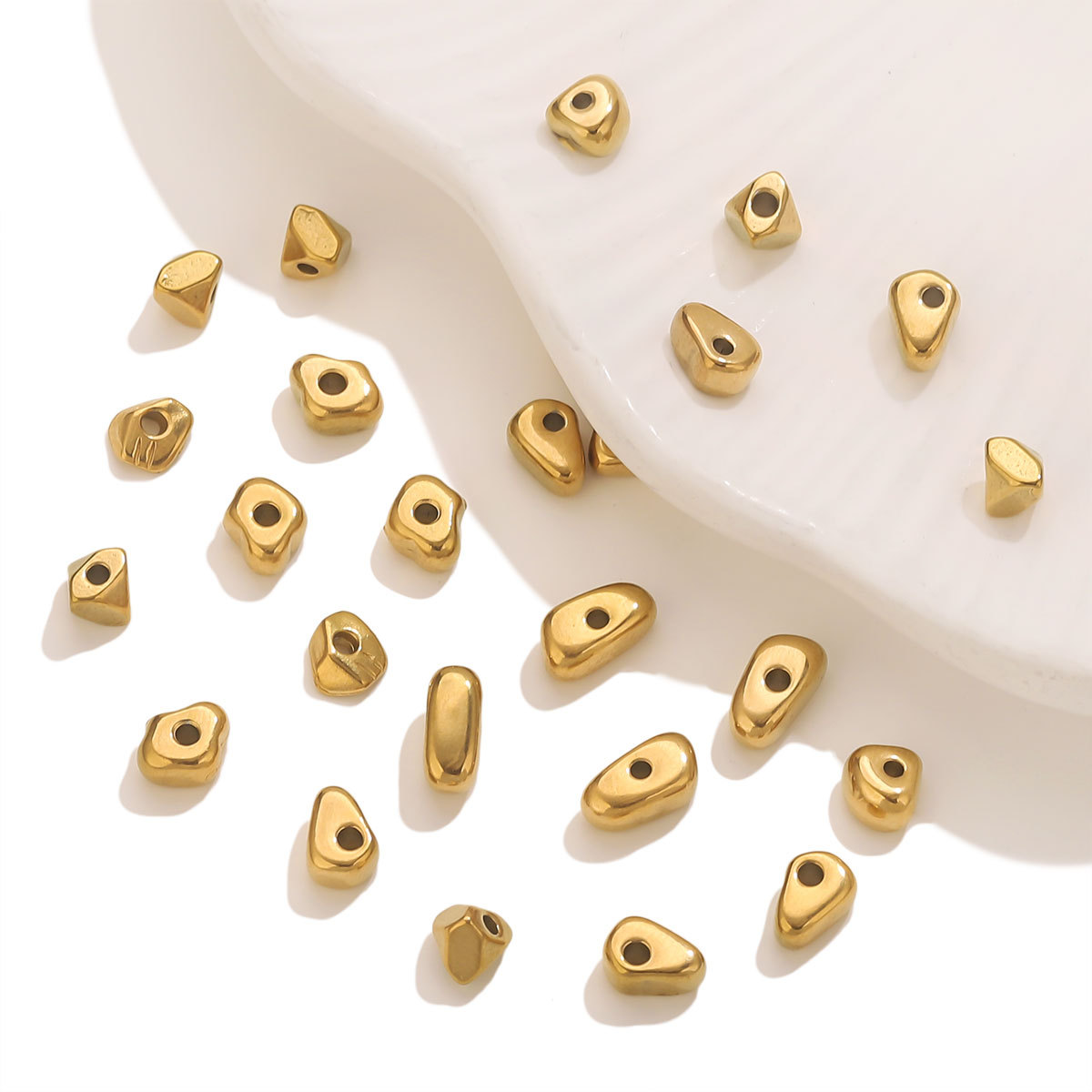 Non-tarnish Stainless Steel Mini Irregular Spacer Beads 18K Jewelry Making Components Tiny Beads DIY Bracelet Necklace Findings