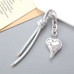 New PU <b>Leather</b> Rope Heart Shaped <b>Keychain</b> Fashionable and Versatile DIY Hand Woven Rope Bag Hanging Accessories for Women - Product Image 3