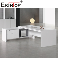 Bureau de direction moderne de luxe en forme de L pour patron ou manager, table d'ordinateur en bois avec design modulaire pour le mobilier de bureau à domicile