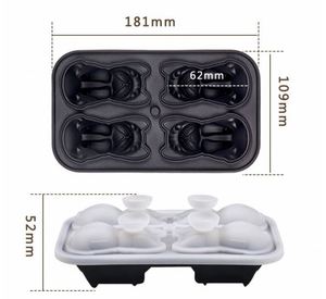 Eco-Friendly BPA-Free Food Grade Silicone Bulldog Ice Cube Mold Reusable Dishwasher Safe Heat Resistant 240C Non-Stick <b>Freezer</b> - Product Image 2