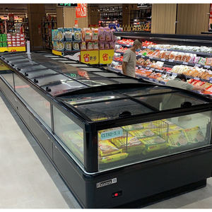 Congélateur commercial combiné pour îlot de supermarché avec deux portes vitrées, éclairage LED, dégivrage automatique et contrôle numérique - Product Image 2