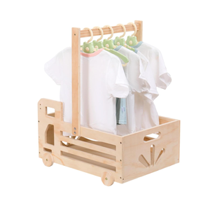 Cadeaux personnalisés : Panier de naissance en <span class=keywords><strong>bois</strong></span> avec roulettes, réversible fille/garçon, avec poignée, pour nouveau-né - Product Image 1