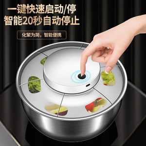 Stainless Steel Salad Spinner Bowl Manual Spin Dryer Kitchen Vegetable Washing Basin Dishwasher Safe - Product Image 4
