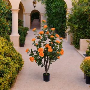 Gran oferta de árbol Floral de planta en maceta naranja falso para exteriores, gran variedad de plantas en maceta, árbol de Camelia Artificial para la decoración interior de la puerta delantera del hogar - Product Image 5