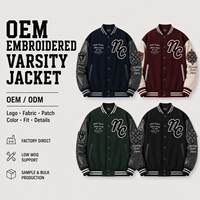 Veste de baseball oversize en mélange de laine avec manches en cuir PU, broderie chenille, logo personnalisé, fabrication OEM Chine, haute qualité