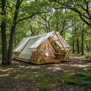Tente de <span class=keywords><strong>safari</strong></span> de luxe en toile à cadre en W, écologique, pour le camping en plein air, grand hôtel, camping dans le désert, glamping, triangle, debout sur le côté - Product Image 1