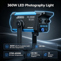 Lumière vidéo LED bicolore 360W 2700~6500K CRI Ra98 Contrôle par application 12 effets lumineux Angle de faisceau 120° Alliage d'aluminium