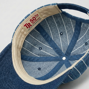 Casquette de baseball structurée <span class=keywords><strong>en</strong></span> denim à rayures personnalisées, visière incurvée réglable, 6 panneaux, avec logo brodé - Product Image 4