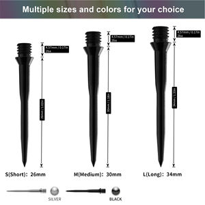 1 pièce 26/28/30/32/34 mm <span class=keywords><strong>Acier</strong></span> inoxydable Noir Lisse Adaptateur de pointes de fléchettes de rechange - Product Image 2