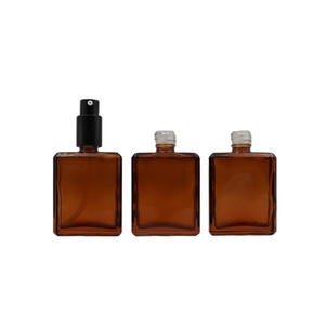 Free Sample Customizable Color Rectangle 50ml Serum Pump Spray Perfume Packaging Glass Bottle With Box