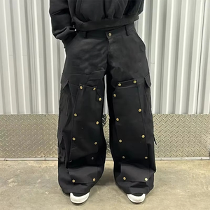 <span class=keywords><strong>Pantalones</strong></span> de Trabajo Personalizados de Alta Calidad, Ecológicos, Transpirables, de Lona, de Pierna Ancha, Corte Holgado, con Paneles Removibles y Apliques de Tachuelas, Rectos - Product Image 4