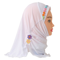 Dernière mode Hijab instantané musulman enfant turban brodé coloré châle petites filles en cachemire lin logo personnalisable