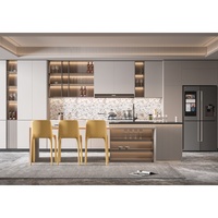 Meubles de cuisine modulaires modernes en granit artificiel, bois massif, acier inoxydable, MDF, panneaux mélaminés pour appartement, rangement efficace