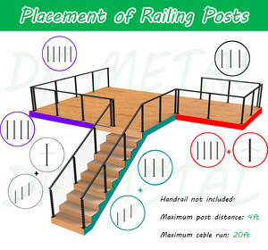 DF 316 Balcón Balaustrada cuadrada Barandilla de cable de acero inoxidable Escaleras Hardware Diseño Cubierta Escalera Barandilla Pasamanos al aire libre - Product Image 4