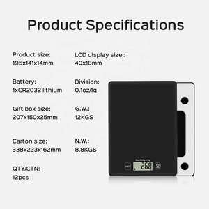 Hochpräzise Kleine Lebensmittelwaage Rechteckige Gehärtete Glas-Küchenwaage Elektronische Haushaltswaage Genaue Grammgenaue Gewichtsmessung - Product Image 4